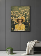 Rosy Vintage Glamour Art art print shown in a charcoal minimal black setting