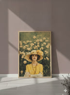 Rosy Vintage Glamour Art art print shown in a purple setting