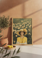Rosy Vintage Glamour Art art print shown in a terracotta rustic setting