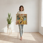 Retro Hot Dog Pop Art art print shown in a person holding bright setting