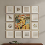Retro Hot Dog Pop Art art print shown in a square grid gallery putty setting