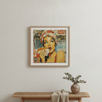 Retro Hot Dog Pop Art art print shown in a square minimal ash setting