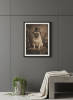 Victorian Pug Portrait Art art print shown in a charcoal minimal black setting