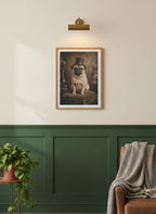 Victorian Pug Portrait Art art print shown in a forest green walnut setting