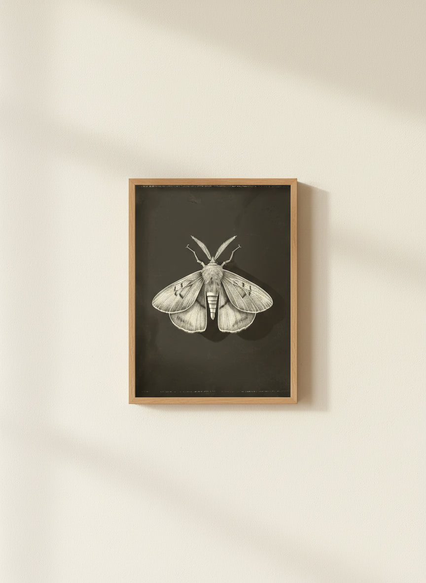 Dark Moth Botanical Illustration art print