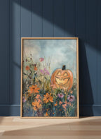 Halloween Pumpkin Wildflower Painting art print
