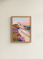 Coastal Cliffside Floral Landscape Art art print
