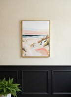 Abstract Coastal Sand Dunes Art art print shown in a black wainscoting gold setting