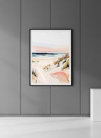 Abstract Coastal Sand Dunes Art art print shown in a charcoal minimal black setting