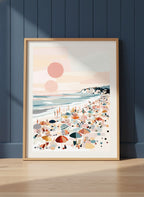 Pastel Beach Crowd Art art print