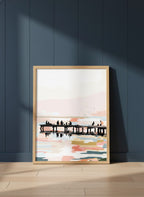 Fishing Pier Sunset Silhouette Art art print