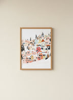Winter Village Hillside Art art print