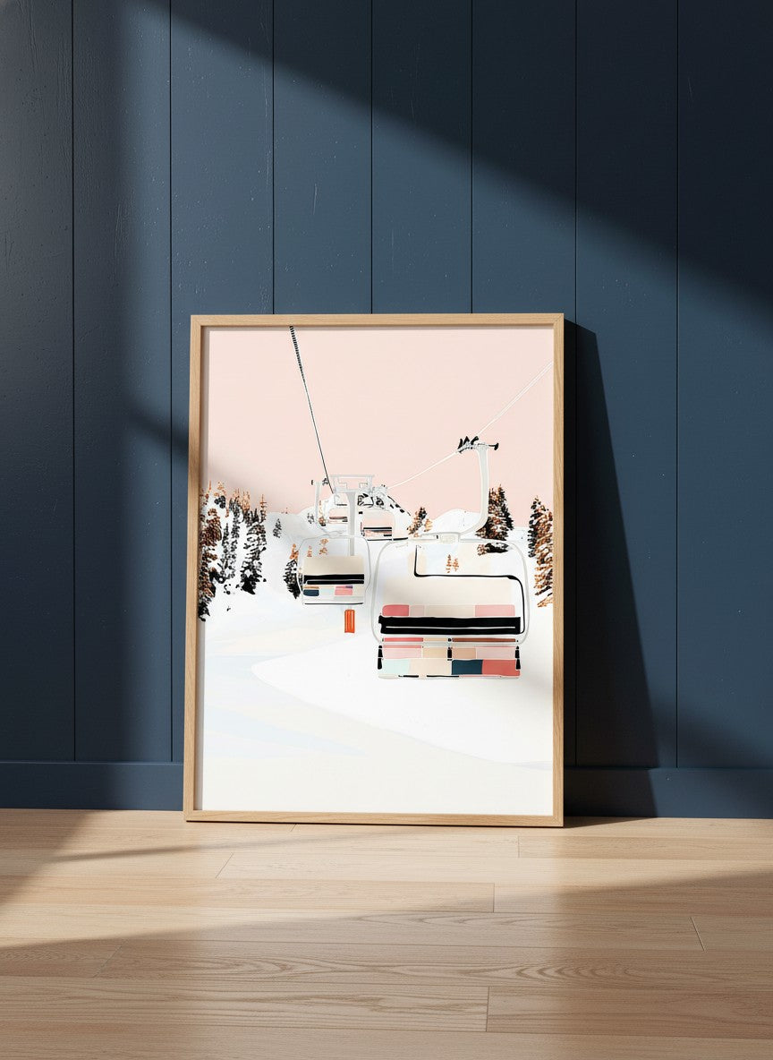Ski Lift Winter Mountain Art art print