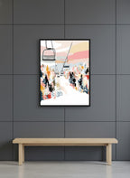 Ski Lift Mountain Art art print shown in a charcoal minimal black setting