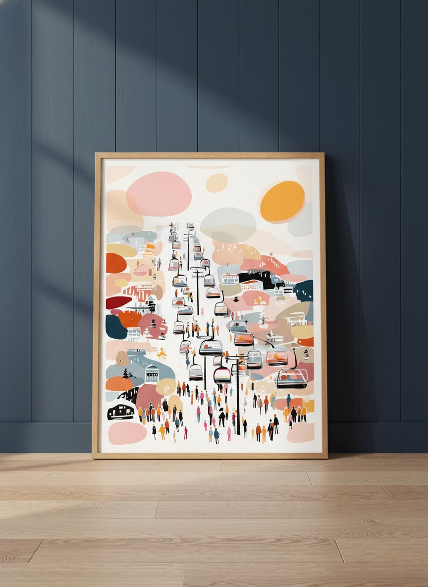 Abstract Ski Resort Gondola Art art print