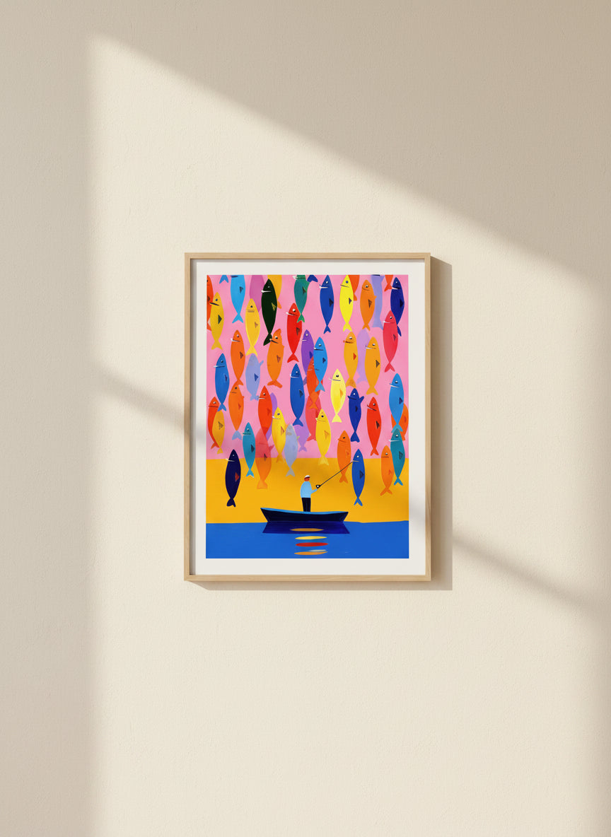 Colorful Fisherman Boat Art art print
