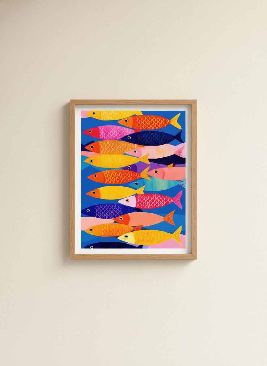 Colorful School Of Fish Art art print
