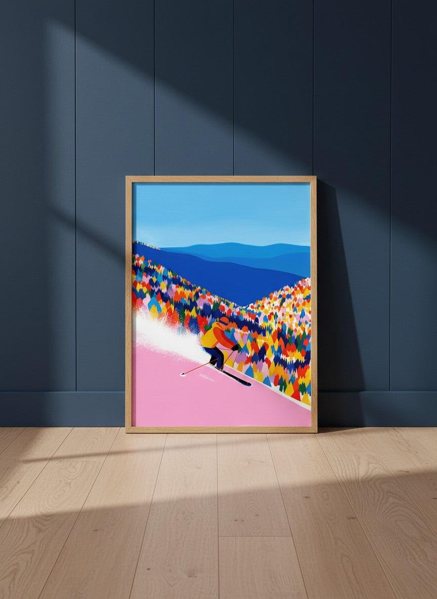Colorful Skiing Mountain Art art print