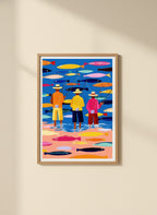 Colorful Fishermen Folk Art art print