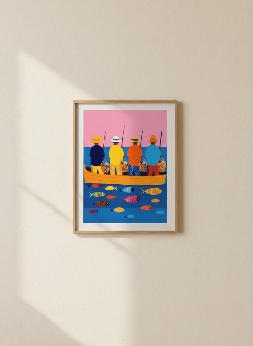 Colorful Fishermen Boat Art art print