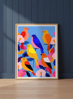 Colorful Songbird Flock Art art print