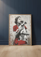 Vintage Woman Dog Portrait Art art print