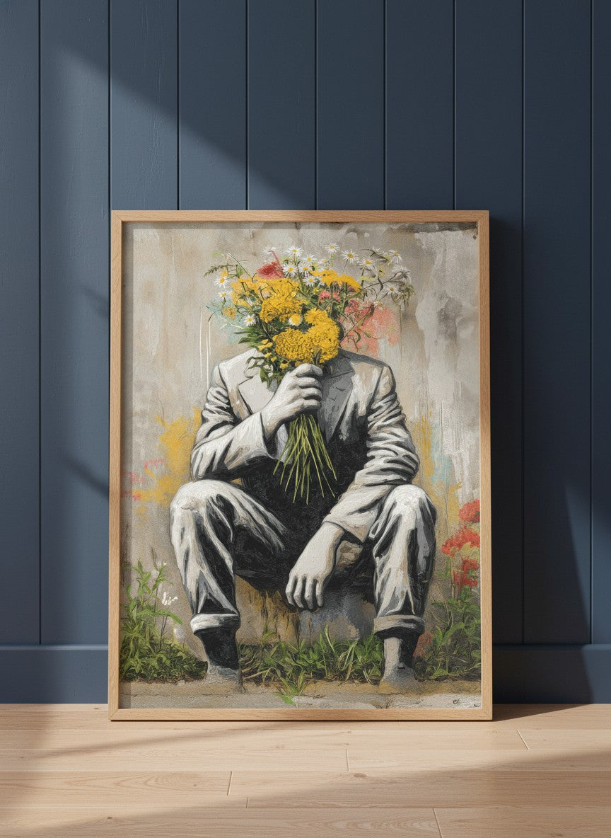 Flower Head Man Street Art art print