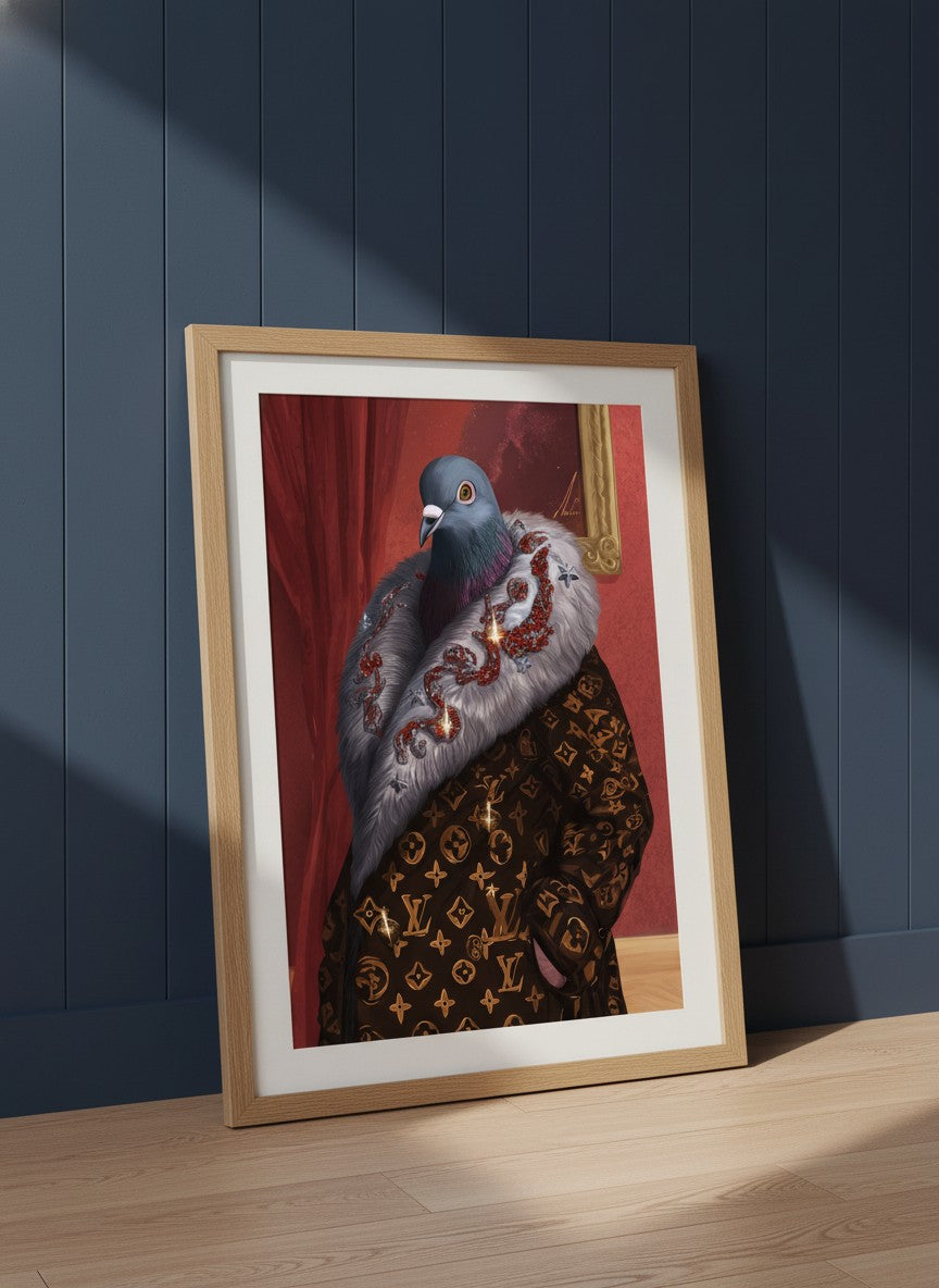 Luxury Fashion Pigeon Portrait art print