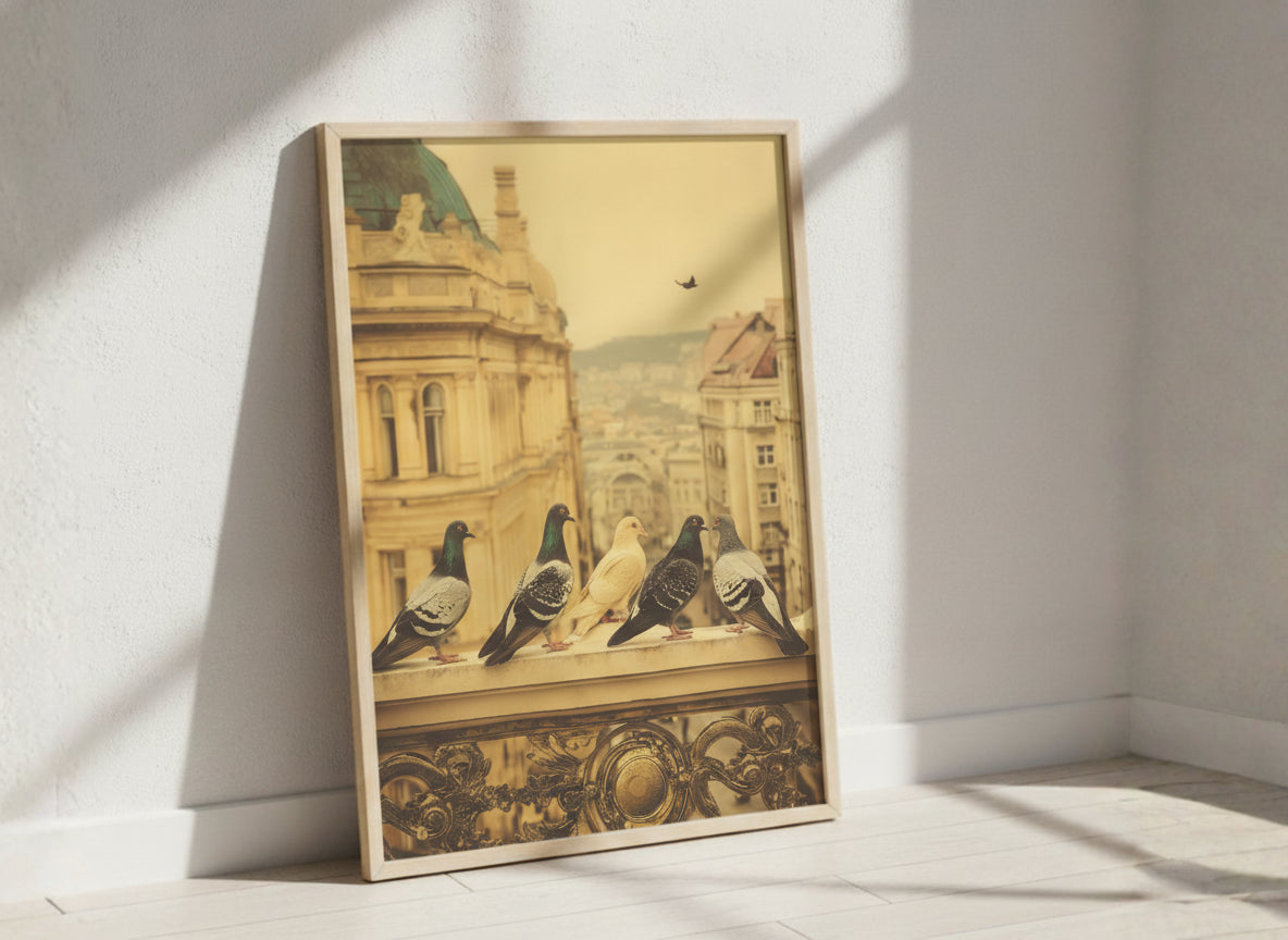 Pigeons European City Architecture Art art print