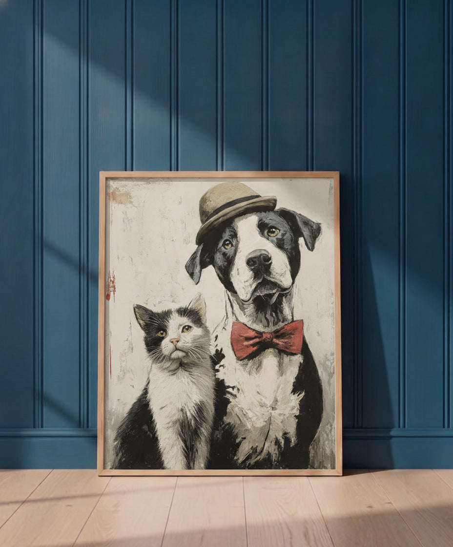 Noir Alley Gentlemen Art art print shown in a blue 1 setting
