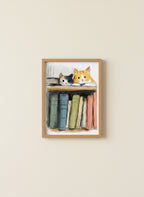 Cats On Bookshelf Art art print
