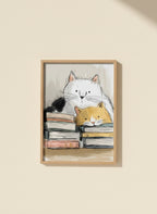 Cats and Books Illustration art print