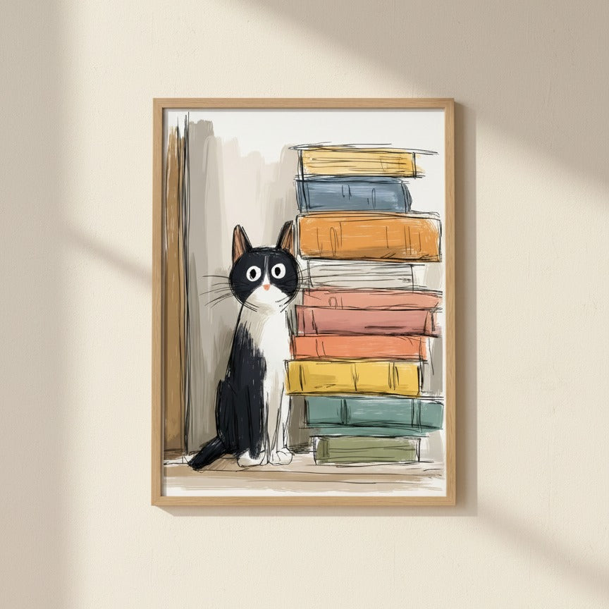 Tuxedo Cat Books Art art print