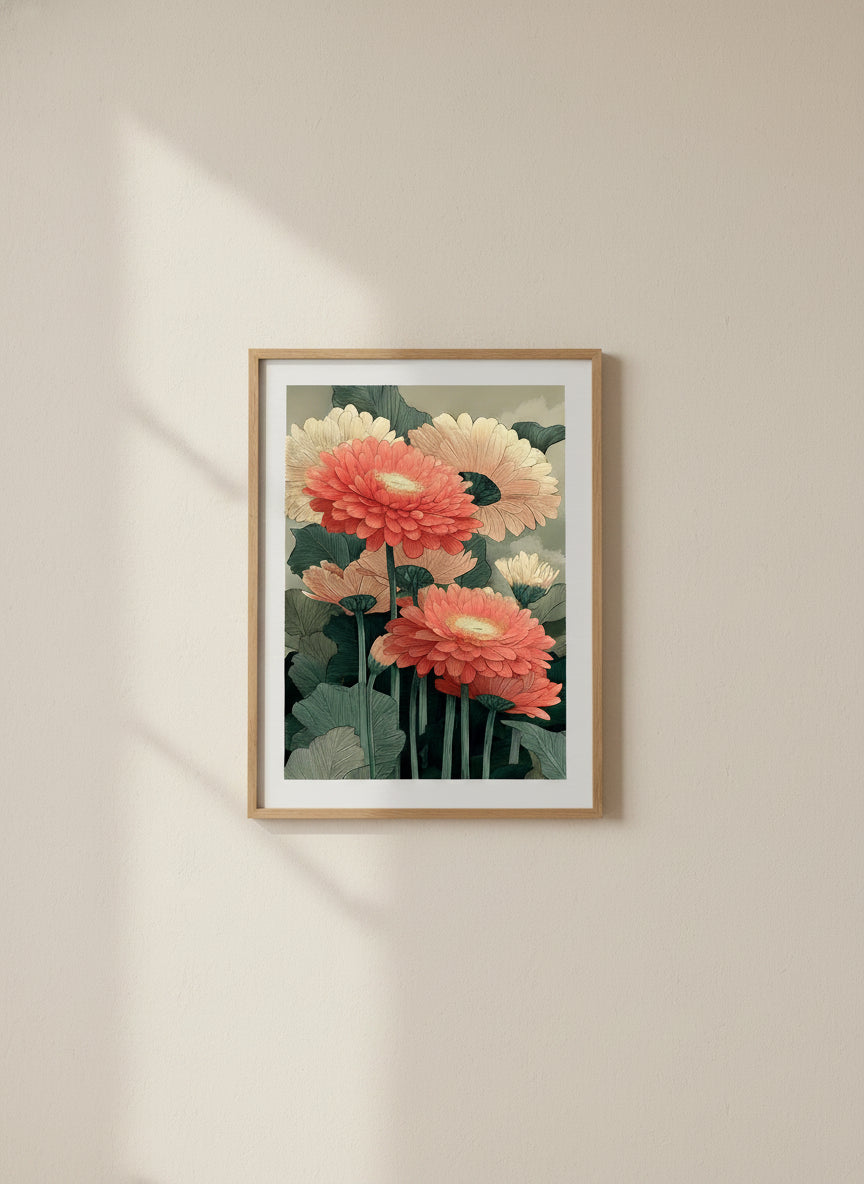 Botanical Gerbera Daisy Art art print