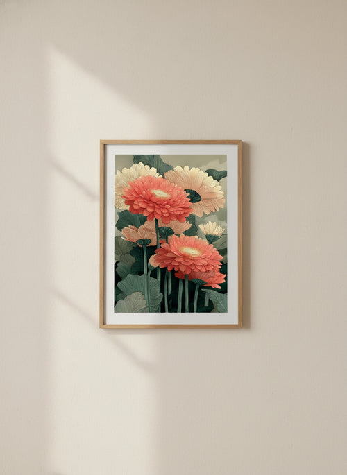 Botanical Gerbera Daisy Art art print