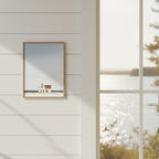 Minimalist Coastal Farmhouse Art art print shown in a shiplap blurred view setting