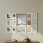 Minimalist Coastal Farmhouse Art art print shown in a square grid gallery putty setting