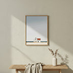 Minimalist Coastal Farmhouse Art art print shown in a square minimal ash setting
