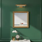 Minimalist Coastal Farmhouse Art art print shown in a square powder room emerald setting