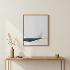 Minimalist Coastal Dune Art art print shown in a square console brass setting