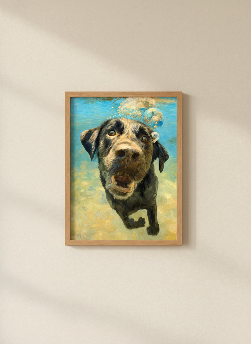 Underwater Swimming Labrador Dog Art art print