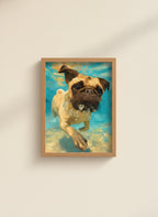 Pug Dog Underwater Art art print