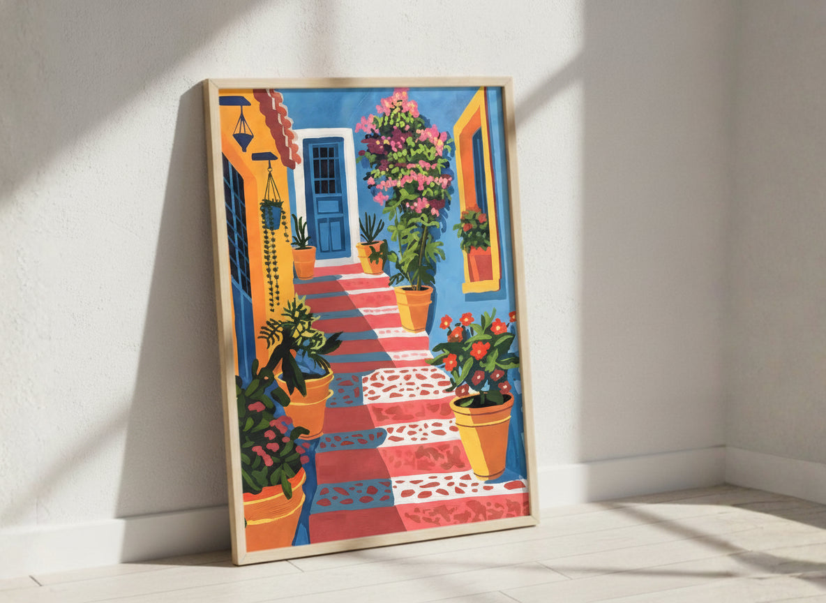 Mediterranean Courtyard Staircase Art art print