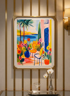 Mediterranean Garden Terrace Art art print shown in a art deco geometric setting