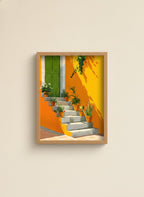 Mediterranean Staircase Botanical Art art print