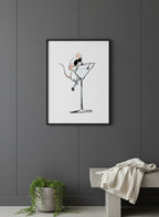 Funny Mouse Martini Art art print shown in a charcoal minimal black setting