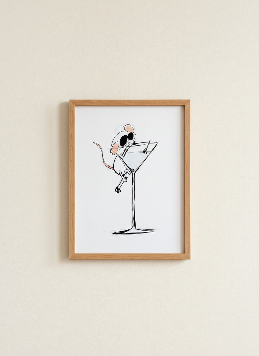 Funny Mouse Martini Art art print