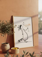 Funny Raccoon Cocktail Art art print shown in a terracotta rustic setting