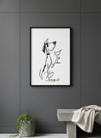Cocktail Dog Martini Art art print shown in a charcoal minimal black setting