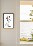 Cocktail Dog Martini Art art print shown in a shiplap blurred view setting